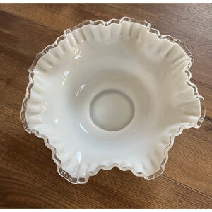Fenton vintage silver crest milk glass bowl
